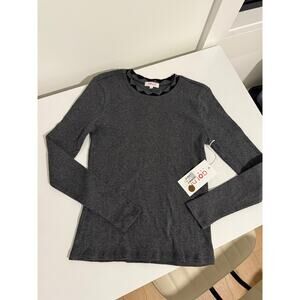 $125 New Goldie Lewinter Ribbed Pyramid Tipped Long Sleeve Tee - Small - Gray